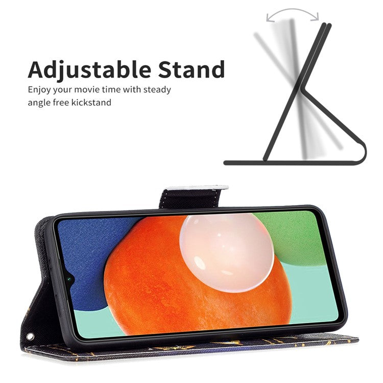 For Samsung Galaxy A13 4G / A13 5G / A04 4G (164.4 x 76.3 x 9.1 mm) Stand Wallet Pattern Cover PU Leather Phone Case - Jewelry Butterfly