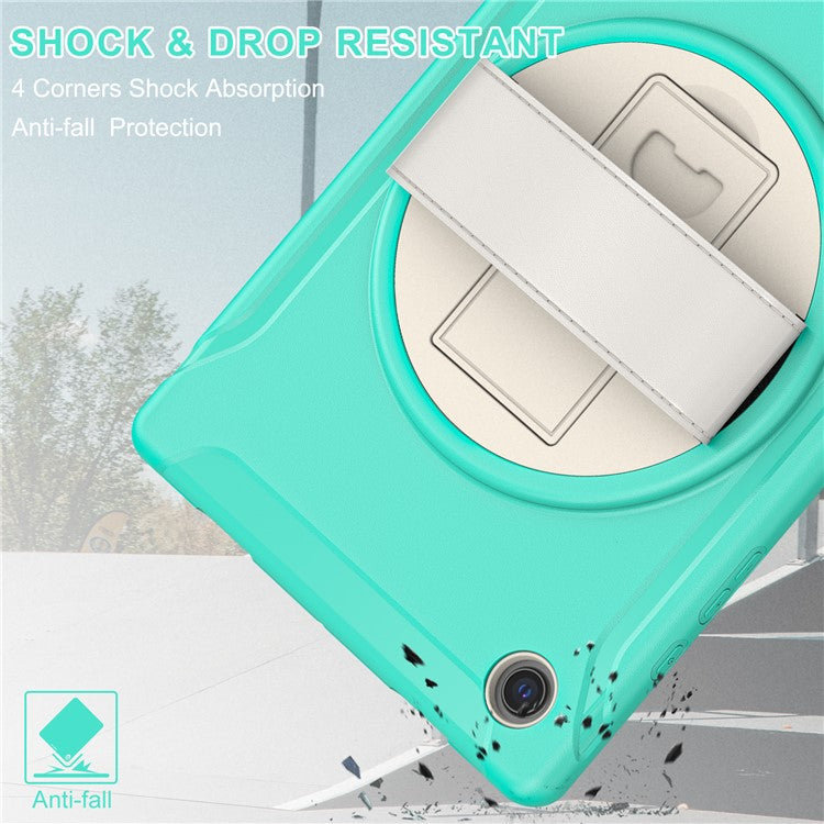 For Samsung Galaxy Tab A8 10.5 (2021) / A8 10.5 (2022) X200 / X205 PC + Silicone Tablet Case Rotary Kickstand Hand Strap Protective Cover - Mint Green