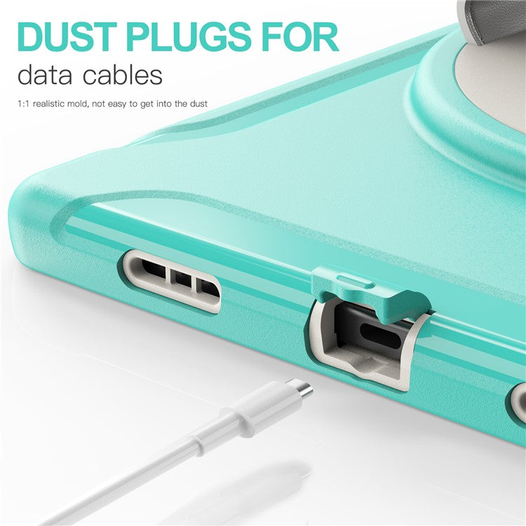 For Samsung Galaxy Tab A8 10.5 (2021) / A8 10.5 (2022) X200 / X205 PC + Silicone Tablet Case Rotary Kickstand Hand Strap Protective Cover - Mint Green