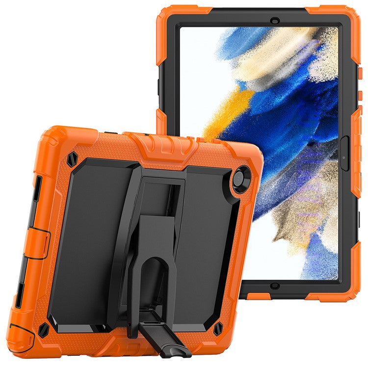 For Samsung Galaxy Tab A8 10.5 (2021) / A8 10.5 (2022) X200 / X205 Kickstand Design Thickened PC + Silicone Drop-resistant Tablet Case Shell with Shoulder Strap - Orange