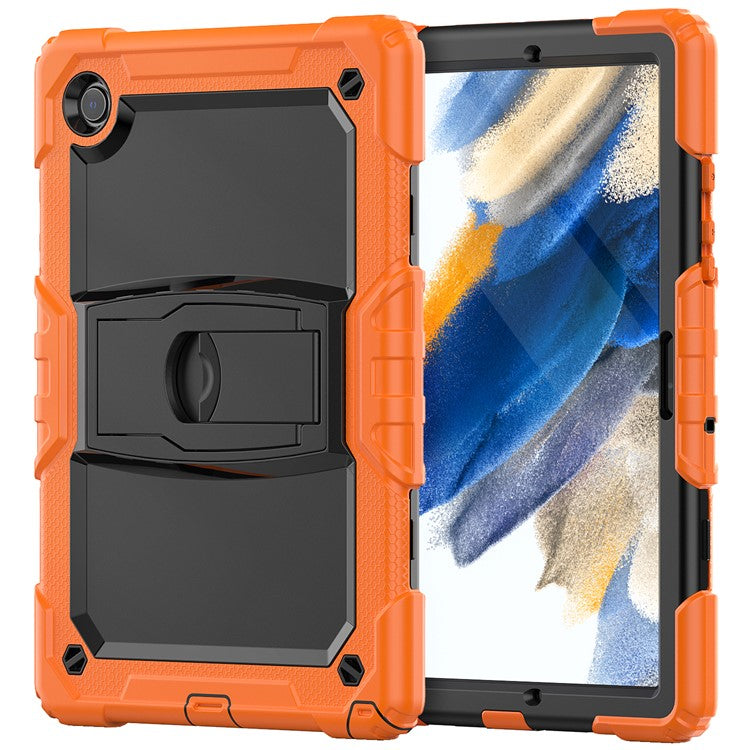 For Samsung Galaxy Tab A8 10.5 (2021) / A8 10.5 (2022) X200 / X205 Kickstand Design Thickened PC + Silicone Drop-resistant Tablet Case Shell with Shoulder Strap - Orange