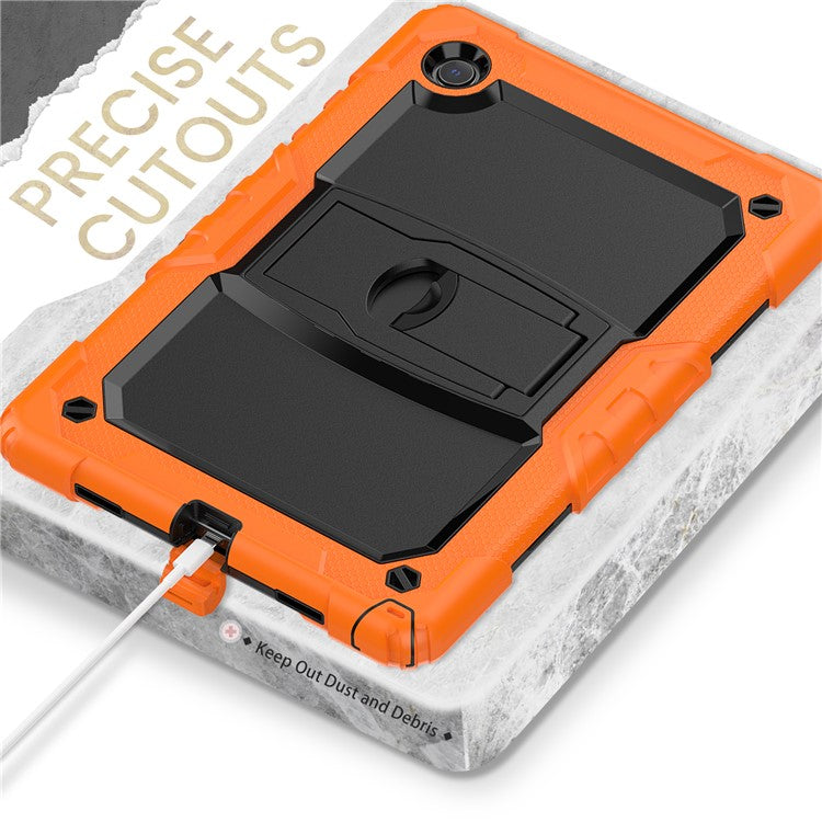 For Samsung Galaxy Tab A8 10.5 (2021) / A8 10.5 (2022) X200 / X205 Kickstand Design Thickened PC + Silicone Drop-resistant Tablet Case Shell with Shoulder Strap - Orange