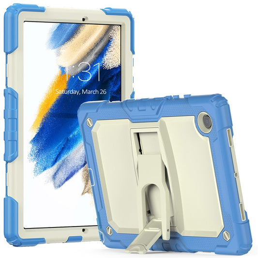 For Samsung Galaxy Tab A8 10.5 (2021) / A8 10.5 (2022) X200 / X205 Kickstand Design Thickened PC + Silicone Drop-resistant Tablet Case Shell with Shoulder Strap - Baby Blue