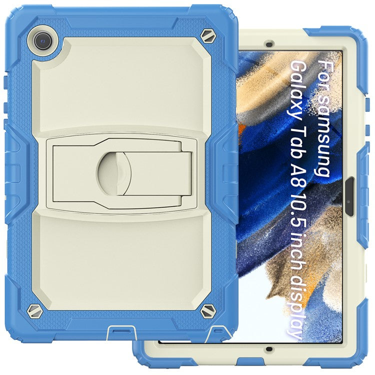 For Samsung Galaxy Tab A8 10.5 (2021) / A8 10.5 (2022) X200 / X205 Kickstand Design Thickened PC + Silicone Drop-resistant Tablet Case Shell with Shoulder Strap - Baby Blue