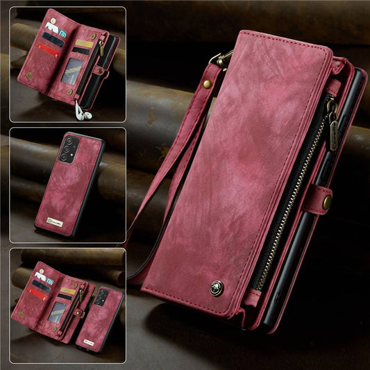 CASEME 008 Series for Samsung Galaxy A53 5G Detachable 2-in-1 PU Leather Phone Case Wallet Stand Magnetic Clasp Protective Cover - Red