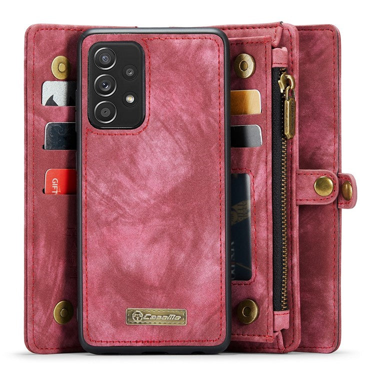 CASEME 008 Series for Samsung Galaxy A53 5G Detachable 2-in-1 PU Leather Phone Case Wallet Stand Magnetic Clasp Protective Cover - Red