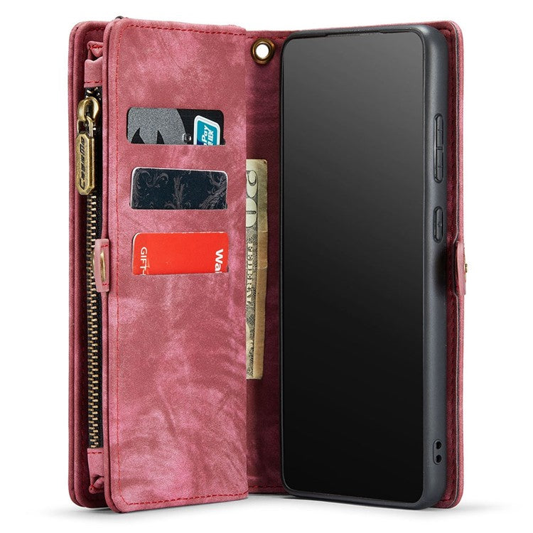 CASEME 008 Series for Samsung Galaxy A53 5G Detachable 2-in-1 PU Leather Phone Case Wallet Stand Magnetic Clasp Protective Cover - Red