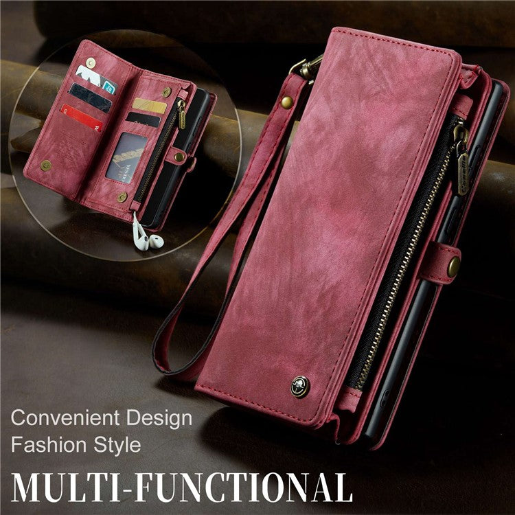 CASEME 008 Series for Samsung Galaxy A53 5G Detachable 2-in-1 PU Leather Phone Case Wallet Stand Magnetic Clasp Protective Cover - Red