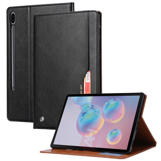 For Samsung Galaxy Tab S8+ Wi-Fi SM-X800 Outer Card Slot Design Shockproof PU Leather Stand Wallet Function Tablet Case Cover with Pen Slot - Black