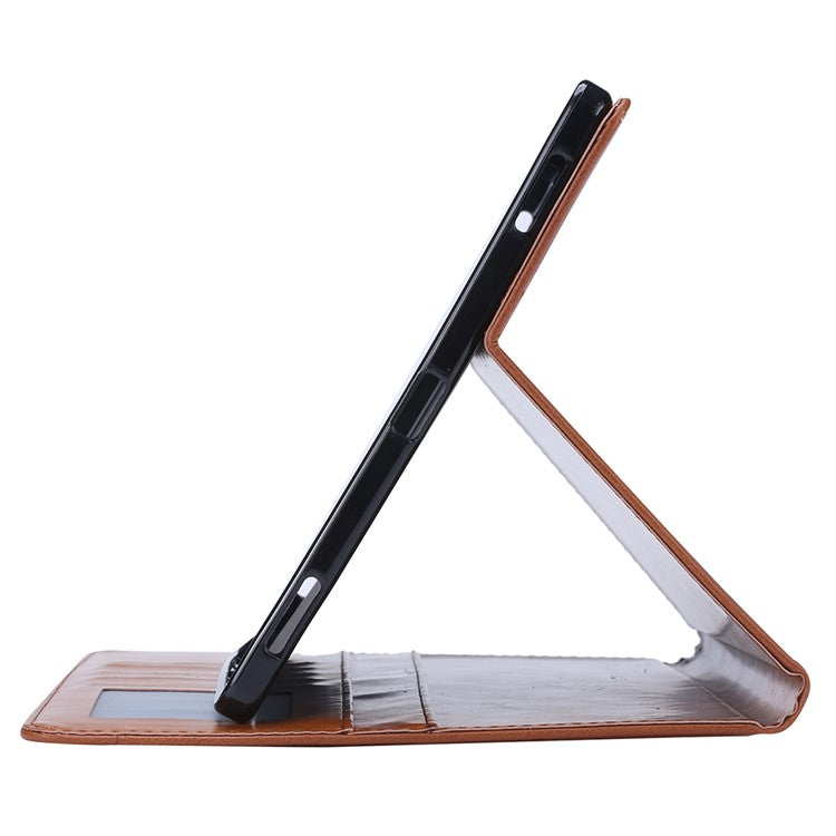 For Samsung Galaxy Tab S8+ Wi-Fi SM-X800 Outer Card Slot Design Shockproof PU Leather Stand Wallet Function Tablet Case Cover with Pen Slot - Black