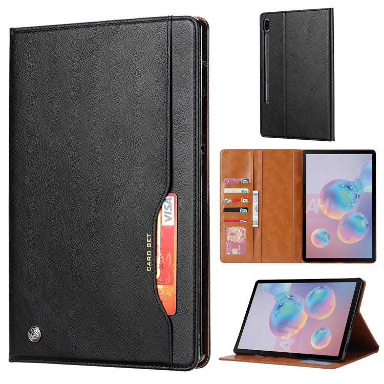 For Samsung Galaxy Tab S8+ Wi-Fi SM-X800 Outer Card Slot Design Shockproof PU Leather Stand Wallet Function Tablet Case Cover with Pen Slot - Black
