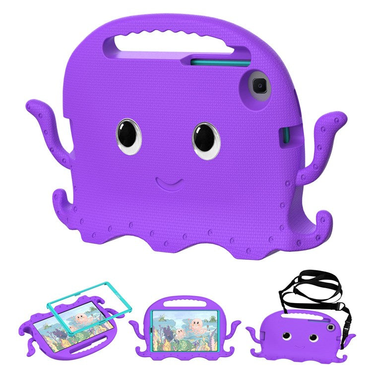 For Samsung Galaxy Tab A7 Lite 8.7-inch SM-T220 / SM-T225 / A9 Cute Cartoon Octopus EVA Tablet Case Pen Slot Design Anti-drop Cover - Purple