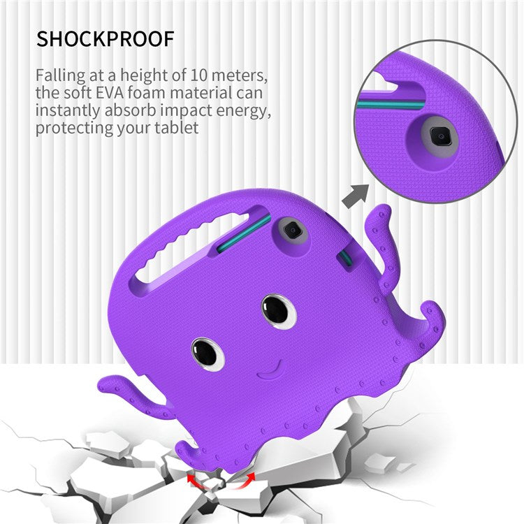 For Samsung Galaxy Tab A7 Lite 8.7-inch SM-T220 / SM-T225 / A9 Cute Cartoon Octopus EVA Tablet Case Pen Slot Design Anti-drop Cover - Purple