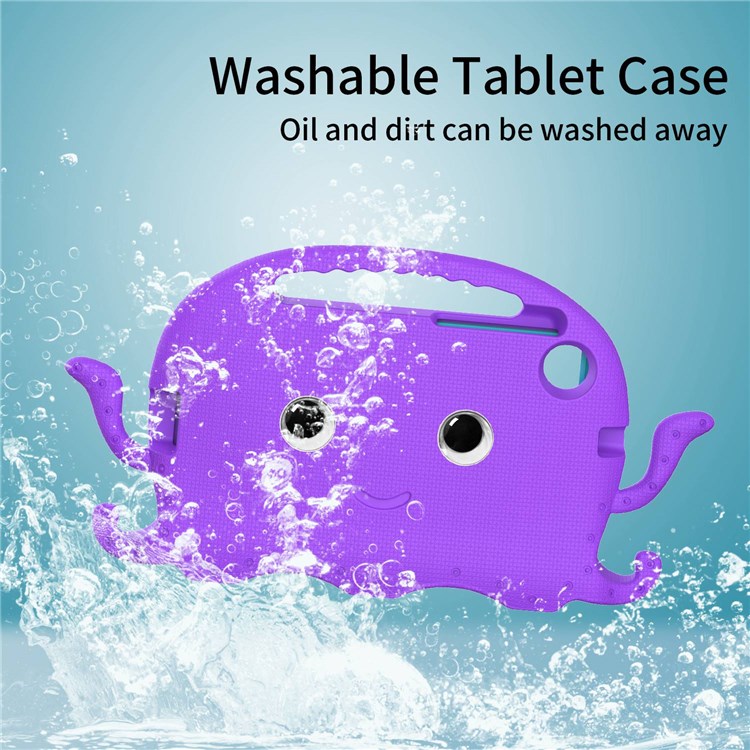 For Samsung Galaxy Tab A7 Lite 8.7-inch SM-T220 / SM-T225 / A9 Cute Cartoon Octopus EVA Tablet Case Pen Slot Design Anti-drop Cover - Purple