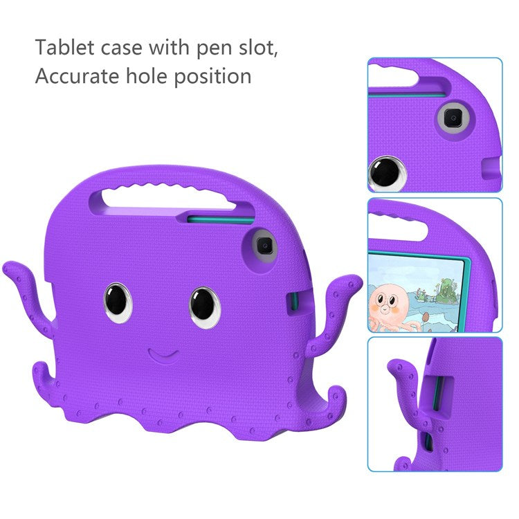 For Samsung Galaxy Tab A7 Lite 8.7-inch SM-T220 / SM-T225 / A9 Cute Cartoon Octopus EVA Tablet Case Pen Slot Design Anti-drop Cover - Purple