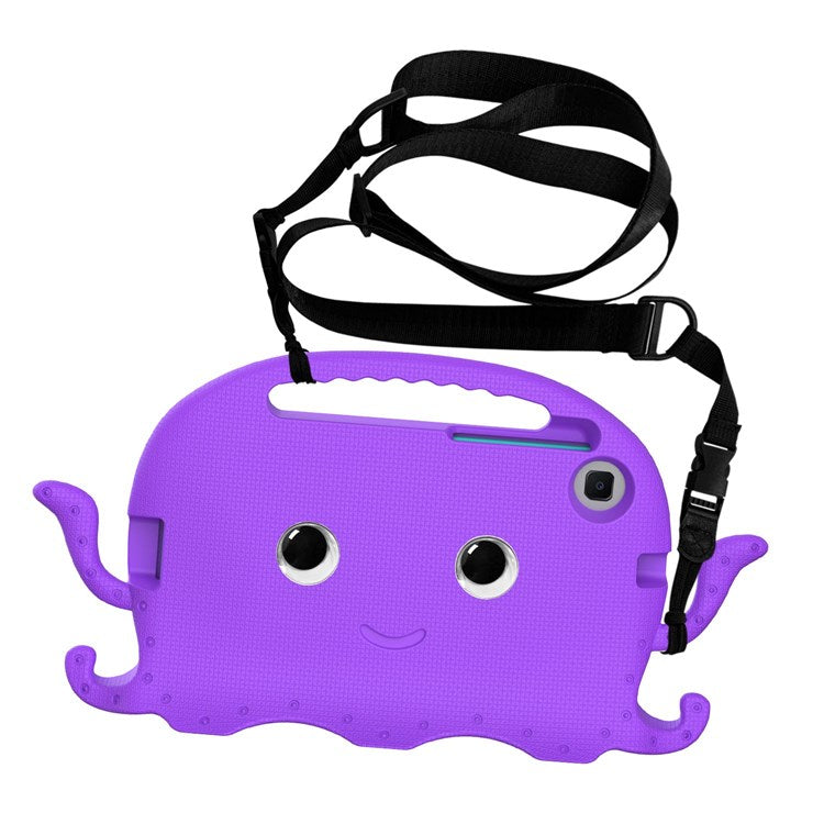 For Samsung Galaxy Tab A7 Lite 8.7-inch SM-T220 / SM-T225 / A9 Cute Cartoon Octopus EVA Tablet Case Pen Slot Design Anti-drop Cover - Purple