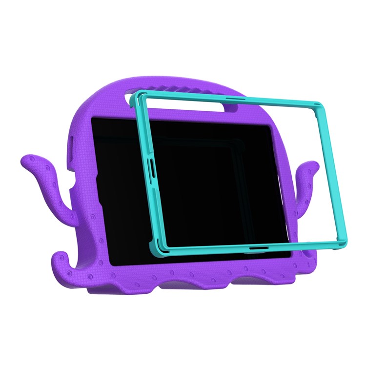 For Samsung Galaxy Tab A7 Lite 8.7-inch SM-T220 / SM-T225 / A9 Cute Cartoon Octopus EVA Tablet Case Pen Slot Design Anti-drop Cover - Purple