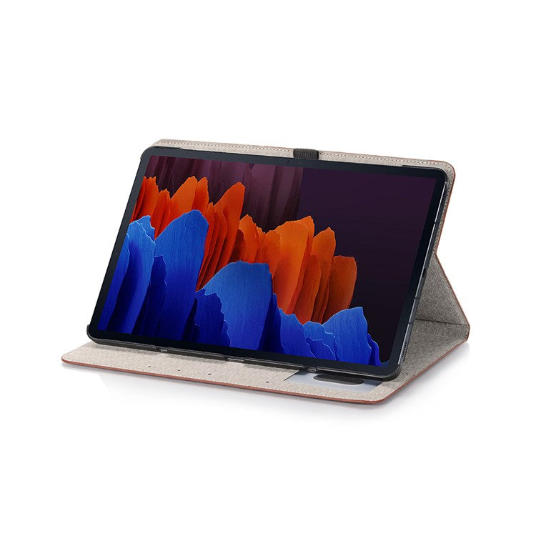 For Samsung Galaxy Tab S7+ / S8+ / S7 FE 12.4 inch Protective Case Crocodile Texture Folio Flip Cover Anti-Scratch Shockproof Tablet Case with Stand / Wallet Support Auto Wake / Sleep - Brown