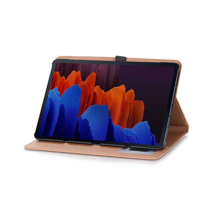 For Samsung Galaxy Tab S7+ / S8+ / S7 FE 12.4 inch Protective Retro Folio Flip Cover Scratch Resistant Shockproof Tablet Case with Stand / Card Slots Support Auto Wake / Sleep - Light Brown