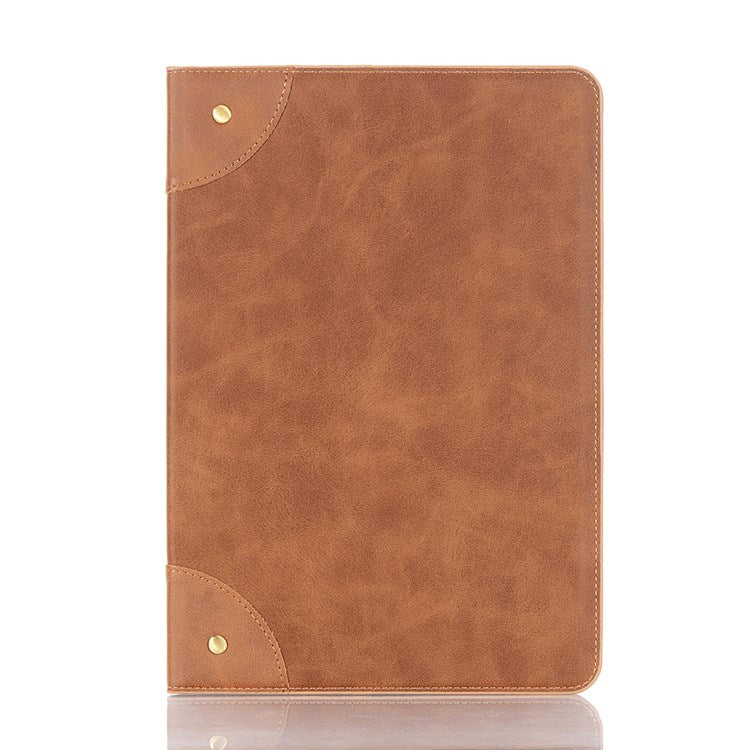 For Samsung Galaxy Tab S7+ / S8+ / S7 FE 12.4 inch Protective Retro Folio Flip Cover Scratch Resistant Shockproof Tablet Case with Stand / Card Slots Support Auto Wake / Sleep - Light Brown
