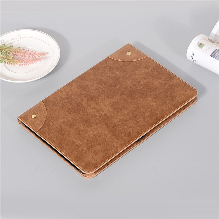 For Samsung Galaxy Tab S7+ / S8+ / S7 FE 12.4 inch Protective Retro Folio Flip Cover Scratch Resistant Shockproof Tablet Case with Stand / Card Slots Support Auto Wake / Sleep - Light Brown