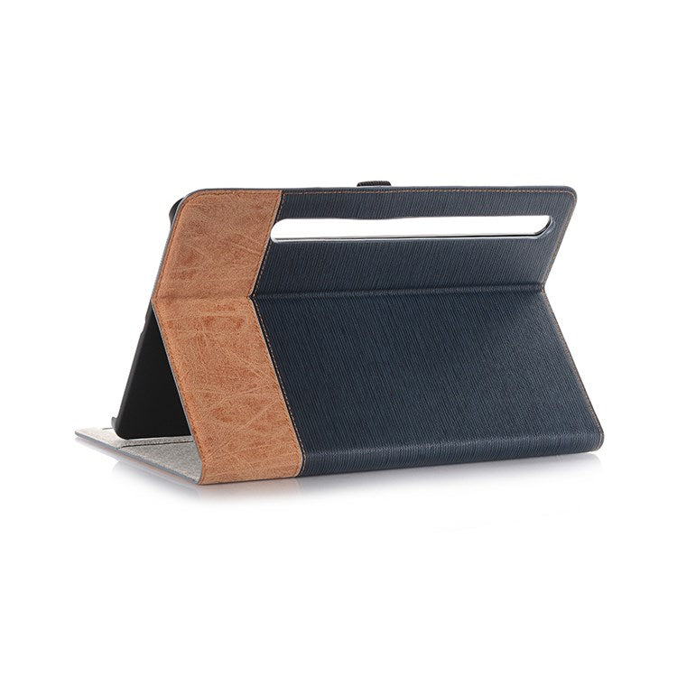 For Samsung Galaxy Tab S7+ / S8+ / S7 FE 12.4 inch Cross Texture Shockproof Folio Flip Cover Scratch Resistant Protective Tablet Stand Wallet Case with Auto Wake / Sleep Function - Dark Blue