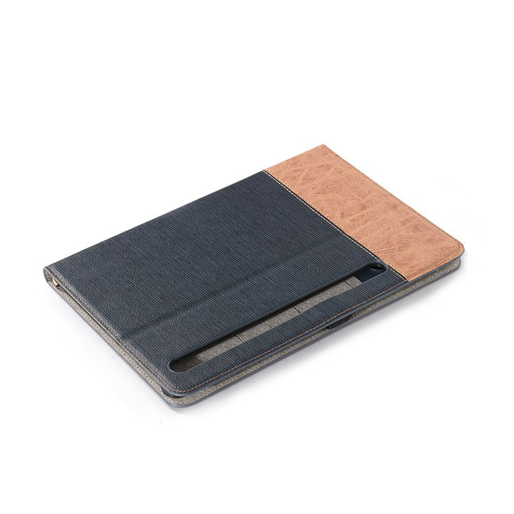 For Samsung Galaxy Tab S7+ / S8+ / S7 FE 12.4 inch Cross Texture Shockproof Folio Flip Cover Scratch Resistant Protective Tablet Stand Wallet Case with Auto Wake / Sleep Function - Dark Blue