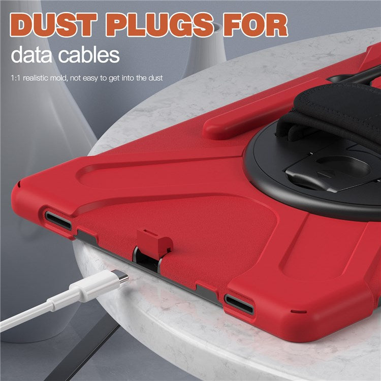 For Samsung Galaxy Tab S8 Ultra X900 / X906 / S9 Ultra X910 Hand Strap Tablet Case Hard PC + Soft TPU Shockproof Cover - Red
