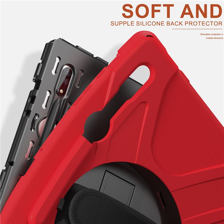 For Samsung Galaxy Tab S8 Ultra X900 / X906 / S9 Ultra X910 Hand Strap Tablet Case Hard PC + Soft TPU Shockproof Cover - Red