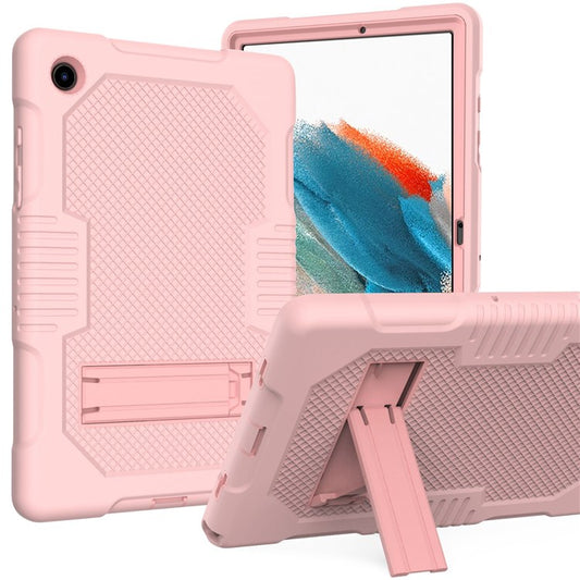 Robot B2 Series for Samsung Galaxy Tab A8 10.5 (2021) / (2022) Contrast Color PC + Silicone Tablet Cover Kickstand Design Protective Case - Rose Gold