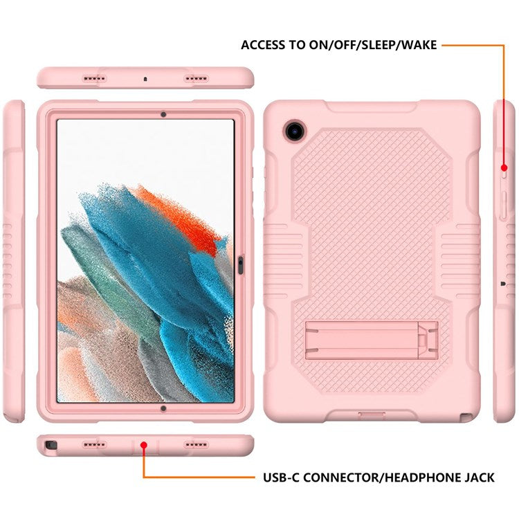Robot B2 Series for Samsung Galaxy Tab A8 10.5 (2021) / (2022) Contrast Color PC + Silicone Tablet Cover Kickstand Design Protective Case - Rose Gold