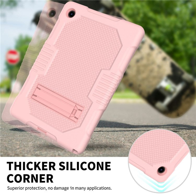 Robot B2 Series for Samsung Galaxy Tab A8 10.5 (2021) / (2022) Contrast Color PC + Silicone Tablet Cover Kickstand Design Protective Case - Rose Gold