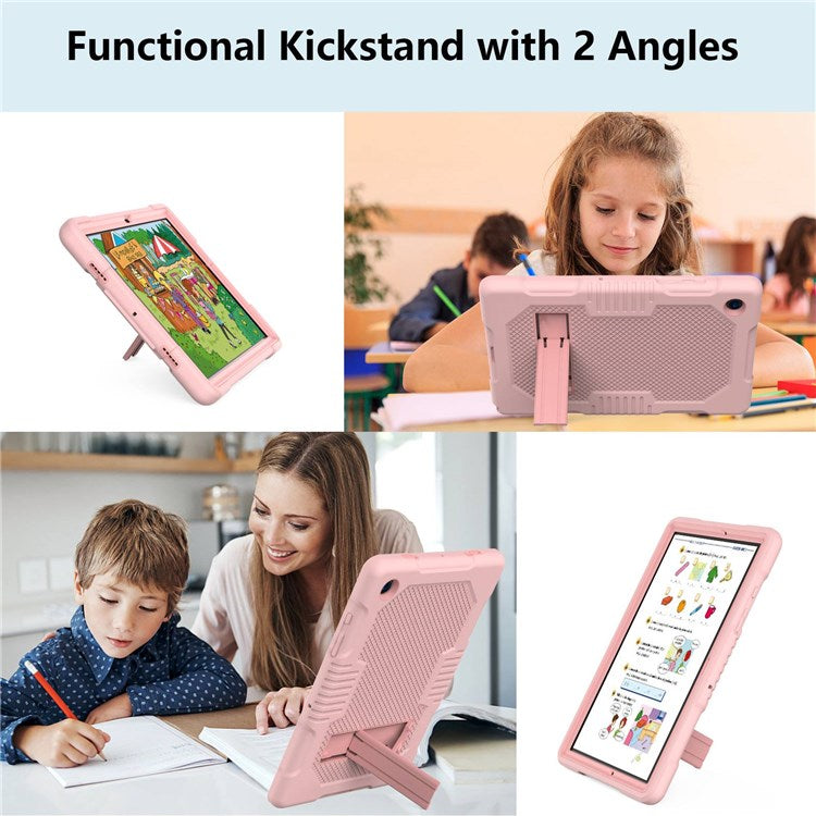 Robot B2 Series for Samsung Galaxy Tab A8 10.5 (2021) / (2022) Contrast Color PC + Silicone Tablet Cover Kickstand Design Protective Case - Rose Gold