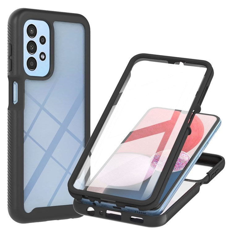 YB PC Series-6 for Samsung Galaxy A13 4G Built-in PET Screen Film Phone Cover Overall Protection TPU+PC Detachable Shell - Black