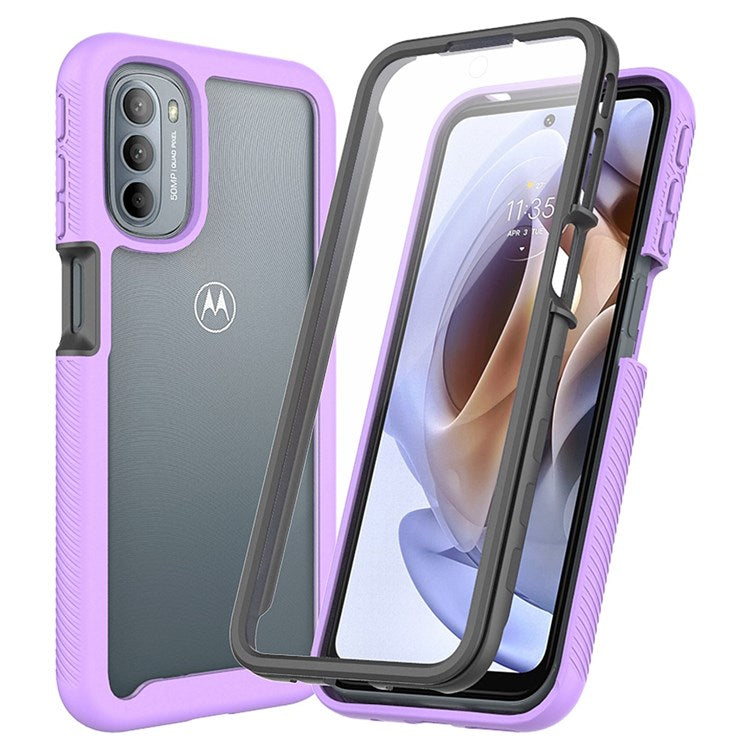 3-in-1 Hybrid Phone Case for Motorola Moto G51 5G All-inclusive Protection Wear-resistant Detachable Cell Phone Case with PET Screen Protector - Purple
