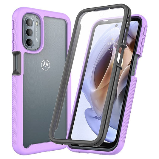 3-in-1 Hybrid Phone Case for Motorola Moto G51 5G All-inclusive Protection Wear-resistant Detachable Cell Phone Case with PET Screen Protector - Purple