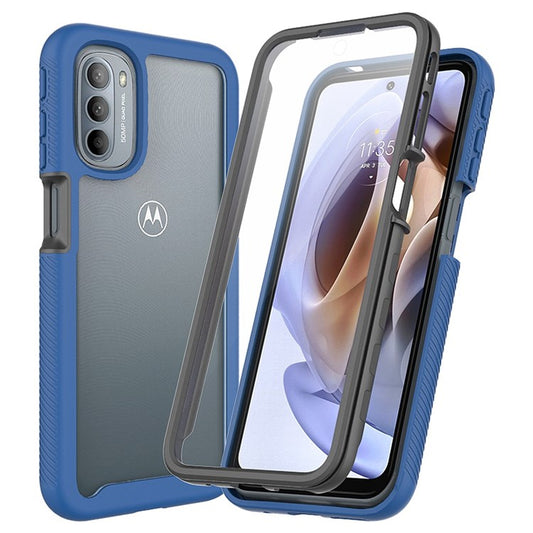 3-in-1 Hybrid Phone Case for Motorola Moto G51 5G All-inclusive Protection Wear-resistant Detachable Cell Phone Case with PET Screen Protector - Dark Blue