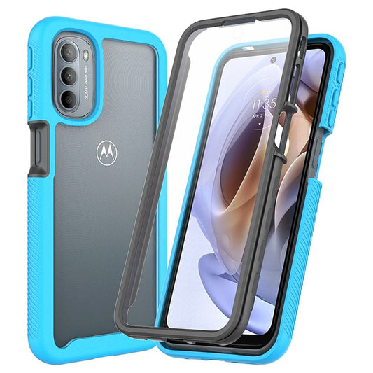 3-in-1 Hybrid Phone Case for Motorola Moto G51 5G All-inclusive Protection Wear-resistant Detachable Cell Phone Case with PET Screen Protector - Baby Blue