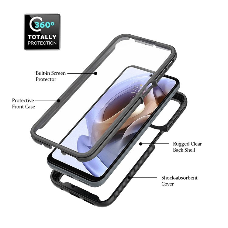 3-in-1 Hybrid Phone Case for Motorola Moto G51 5G All-inclusive Protection Wear-resistant Detachable Cell Phone Case with PET Screen Protector - Baby Blue