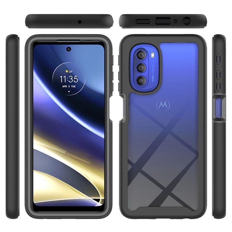 3-in-1 Hybrid Phone Case for Motorola Moto G51 5G All-inclusive Protection Wear-resistant Detachable Cell Phone Case with PET Screen Protector - Baby Blue