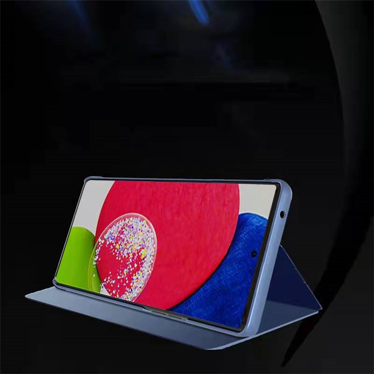 For Samsung Galaxy A13 4G Smart View Window Flip Cover PU Leather Electroplate Stand Mirror Bookstyle Case - Purple