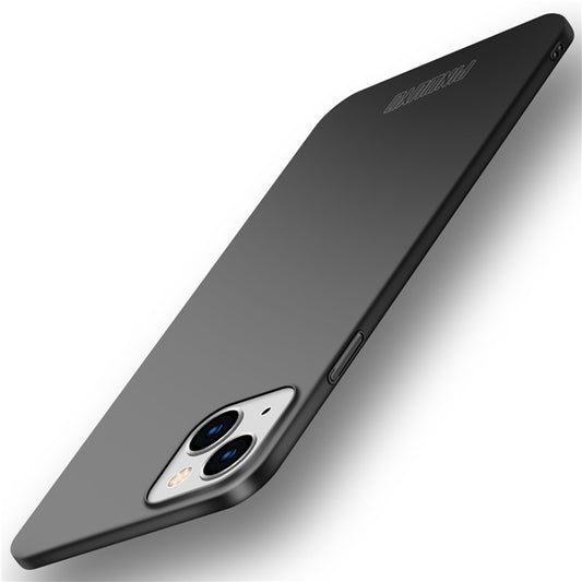 PINWUYO PC Series for iPhone 14 Plus Matte Hard PC Back Phone Case with Magnetic Ring Holder - Black