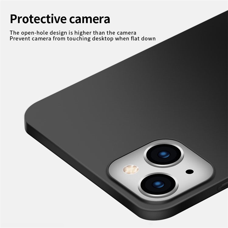 PINWUYO PC Series for iPhone 14 Plus Matte Hard PC Back Phone Case with Magnetic Ring Holder - Black
