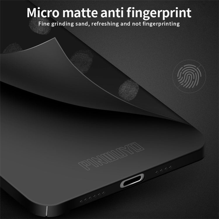 PINWUYO PC Series for iPhone 14 Plus Matte Hard PC Back Phone Case with Magnetic Ring Holder - Black