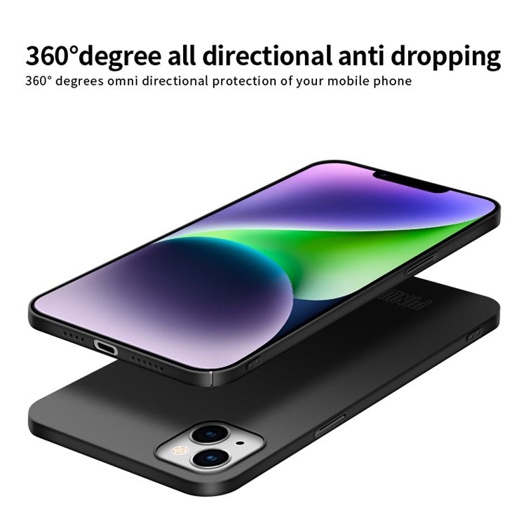 PINWUYO PC Series for iPhone 14 Plus Matte Hard PC Back Phone Case with Magnetic Ring Holder - Black