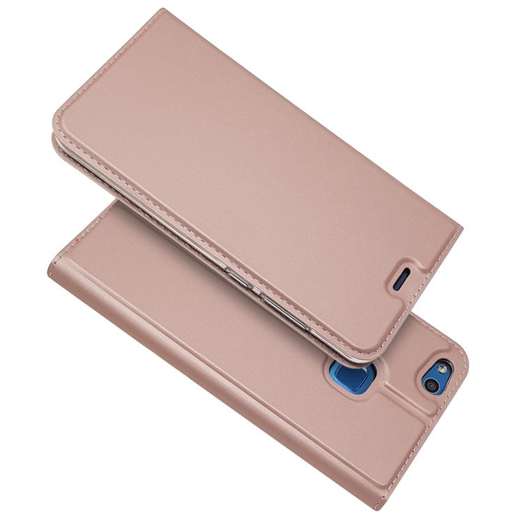 Auto-absorbed Magnetic Leather Stand Flip Cover for Huawei P10 Lite - Rose Gold