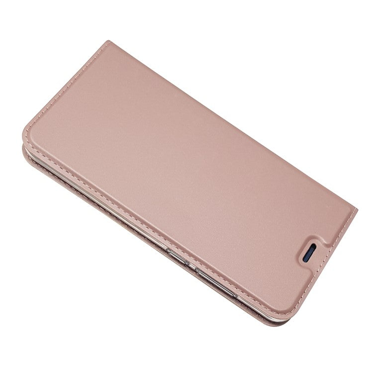 Auto-absorbed Magnetic Leather Stand Flip Cover for Huawei P10 Lite - Rose Gold
