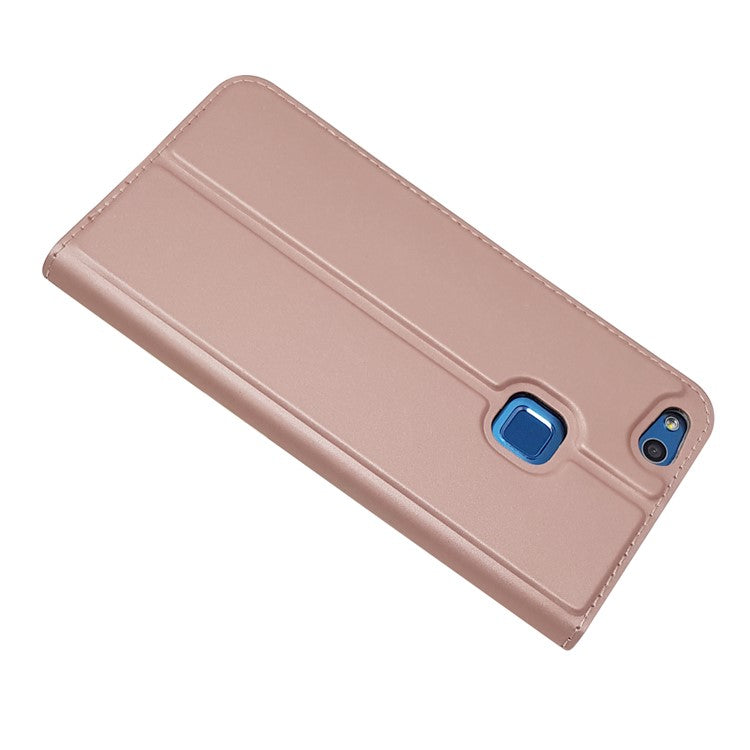 Auto-absorbed Magnetic Leather Stand Flip Cover for Huawei P10 Lite - Rose Gold