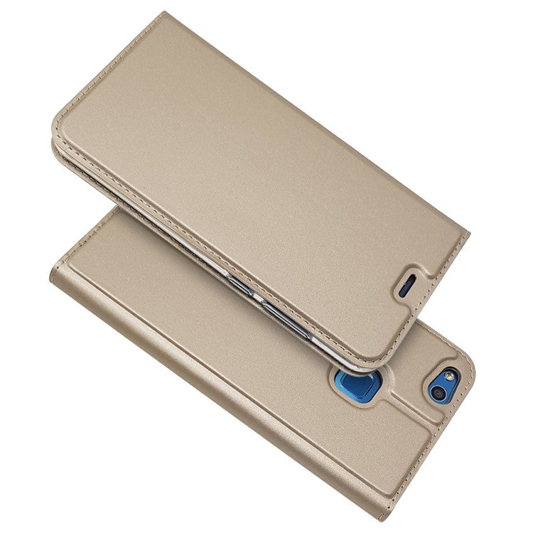 Auto-absorbed Magnetic Leather Stand Flip Shell for Huawei P10 Lite - Gold