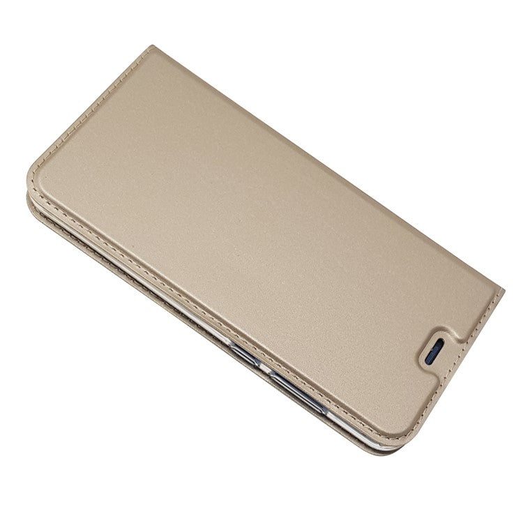 Auto-absorbed Magnetic Leather Stand Flip Shell for Huawei P10 Lite - Gold